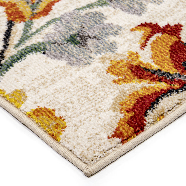 Wildon Home Adones Floral Multi Distressed Stain Resistant Area Rug